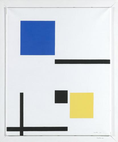 Composición en blanco, azul, amarillo y negro