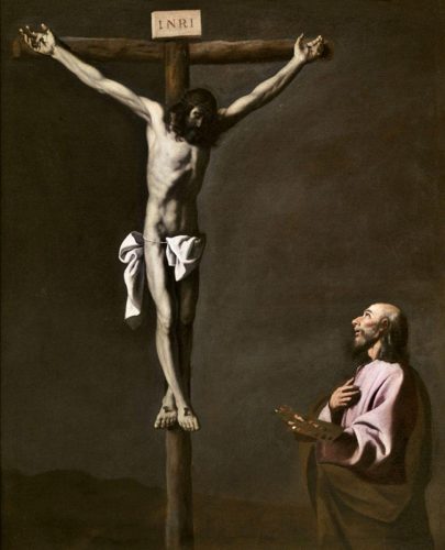 Cristo crucificado con un pintor