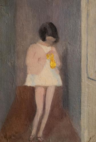 Retrato de mi hija en un pasillo