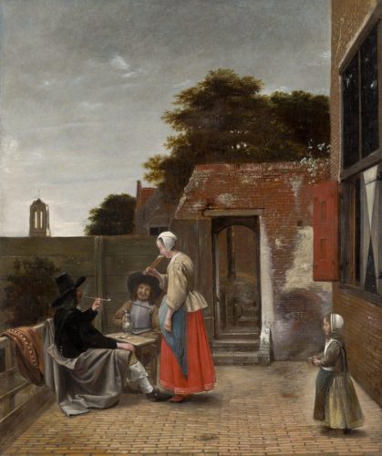 De Hooch, Patio interior con figuras