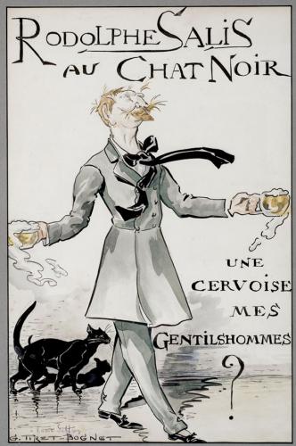 Caricatura de Rodolphe Salis en el Chat noir