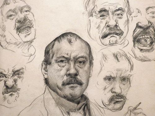 Autorretrato con siete estudios de expresiones faciales (detalle), 1910
