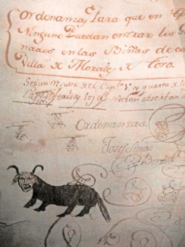 Ordenanzas para que en tiempo ninguno puedan entrar los ganados en las viñas de esta villa de Morales de Toro, 1735 (detalle)